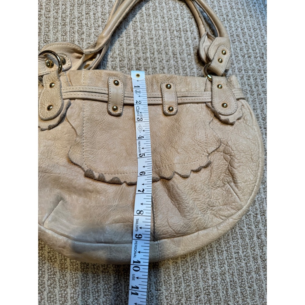 Peruzzi Made in Florence Leather Shoulder Bag Beige Hobo Purse - Picture 6 of 7